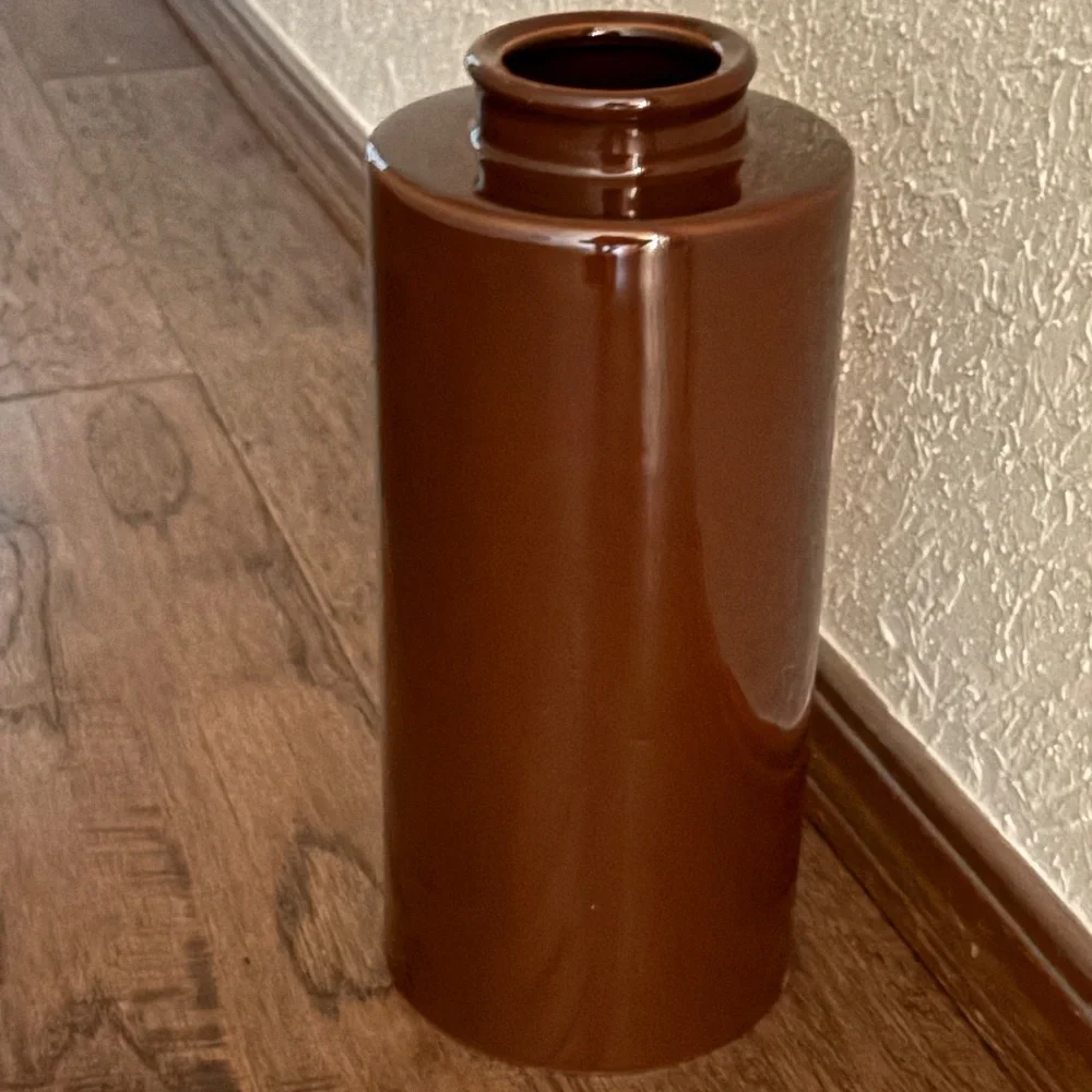 Pottery Barn Brown Glazed Flower Vase Modern Classic Floral Decorative